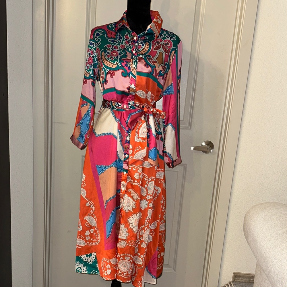 Colorful Paisley Print Dress